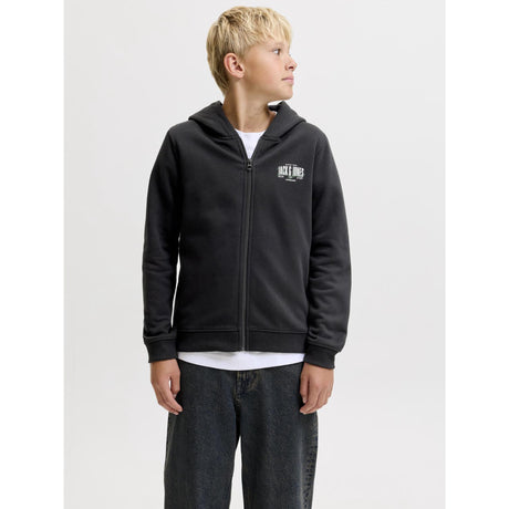 Jack & Jones Black Jjaero Sweat Zip Hood Jnr