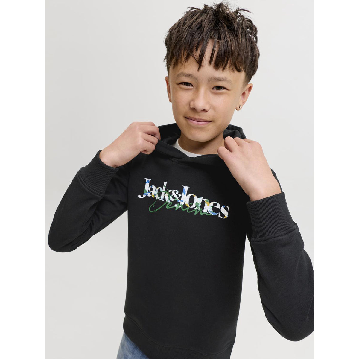 Jack & Jones Black Jjtom Sweat Hood Sn Jnr