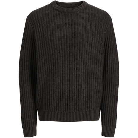 Jack & Jones Mulch Twisted Black Jjjaxon Knit Crew Neck Jnr