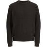 Jack & Jones Mulch Twisted Black Jjjaxon Knit Crew Neck Jnr