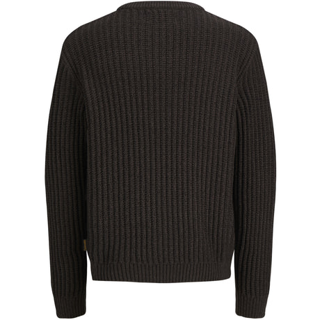Jack & Jones Mulch Twisted Black Jjjaxon Knit Crew Neck Jnr