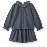 COPENHAGEN COLORS x Luksusbaby Brown Blue Check Comb. Checkered Ls Blouse And Skirt Set
