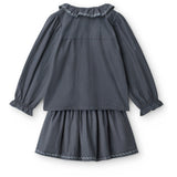 COPENHAGEN COLORS x Luksusbaby Brown Blue Check Comb. Checkered Ls Blouse And Skirt Set
