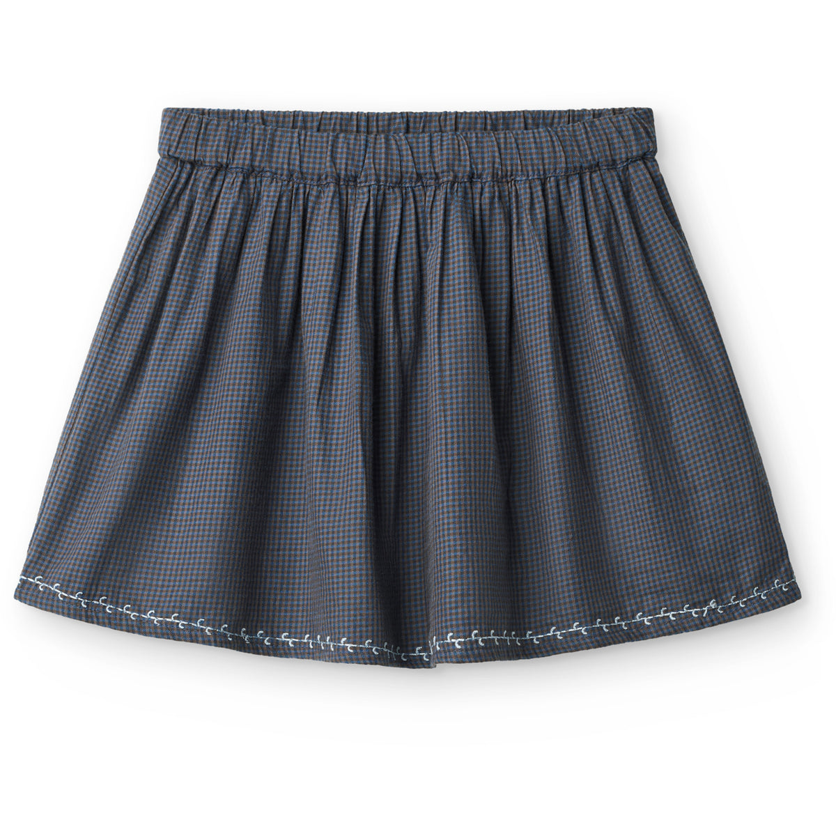 COPENHAGEN COLORS x Luksusbaby Brown Blue Check Comb. Checkered Ls Blouse And Skirt Set