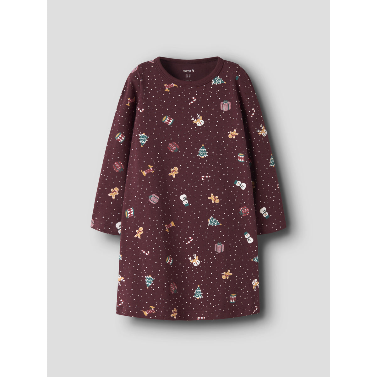 Name It Burgundy Christmas Nmfvismas Ls Nightgown