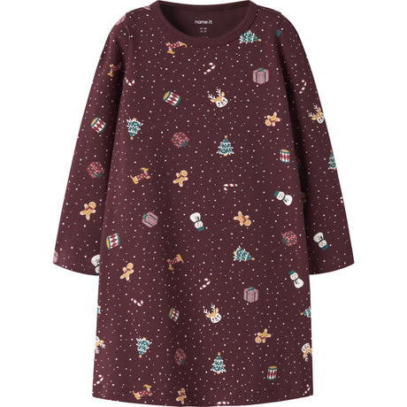 Name It Burgundy Christmas Nmfvismas Ls Nightgown