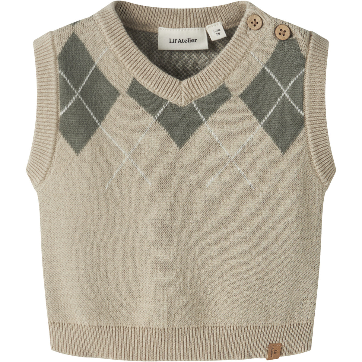 Lil'Atelier White Pepper Mulled Basil Nbmronan Knit Vest Lil