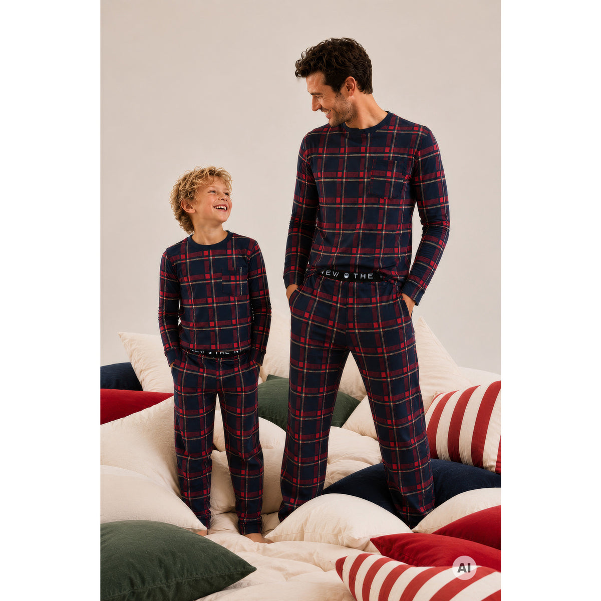 The New Navy Blazer Check Tnholiday Tartan Night Set