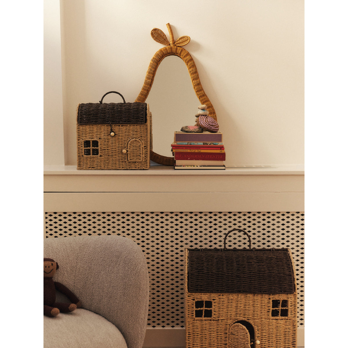 Ferm Living Natural/Dark Brown Casu 수납 Houses 2 팩