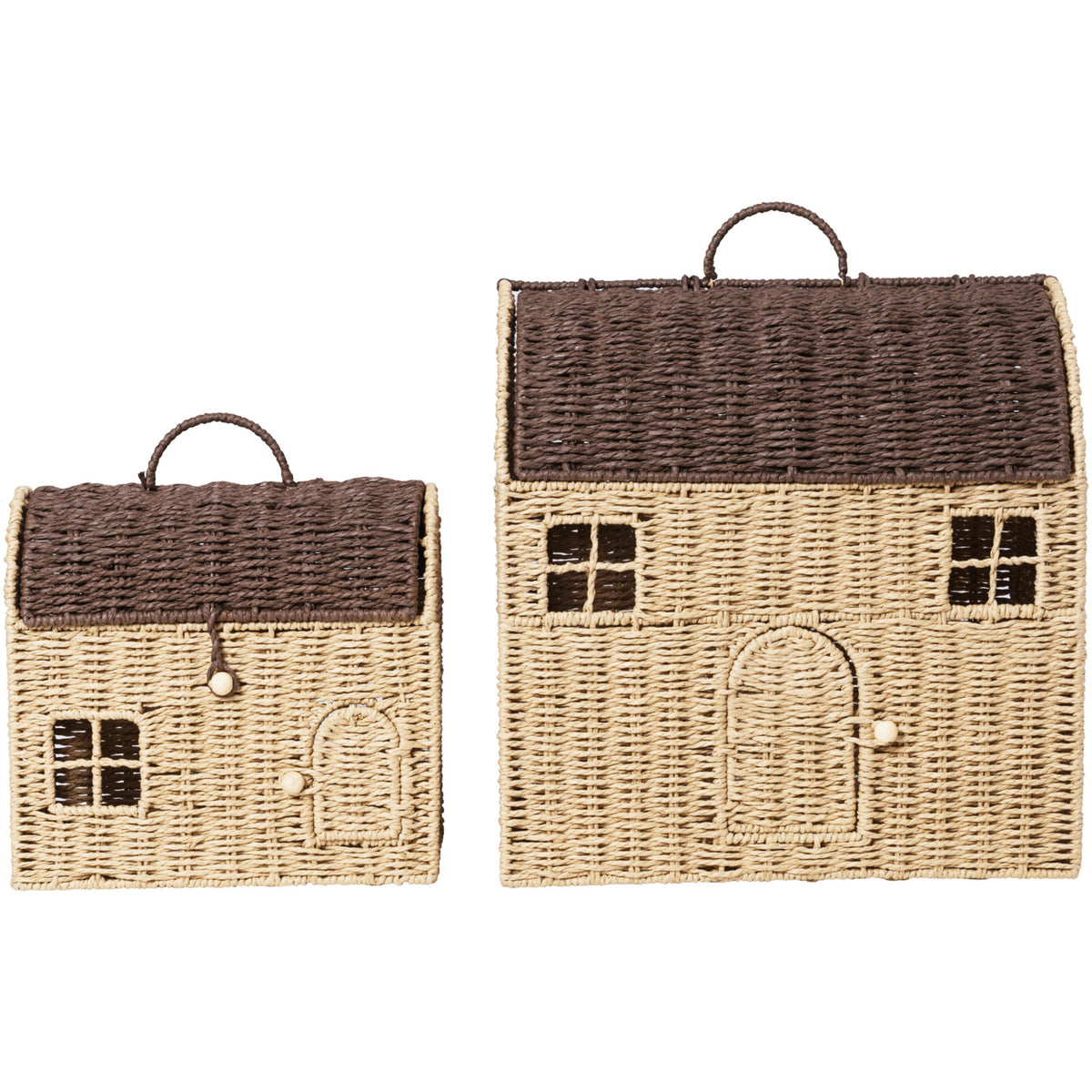 Ferm Living Natural/Dark Brown Casu 수납 Houses 2 팩