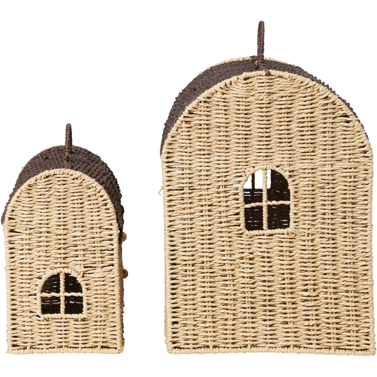 Ferm Living Natural/Dark Brown Casu 수납 Houses 2 팩