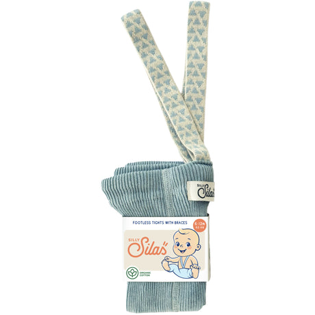 Silly Silas Footless Cotton Tights With Braces Misty Blue Patterned