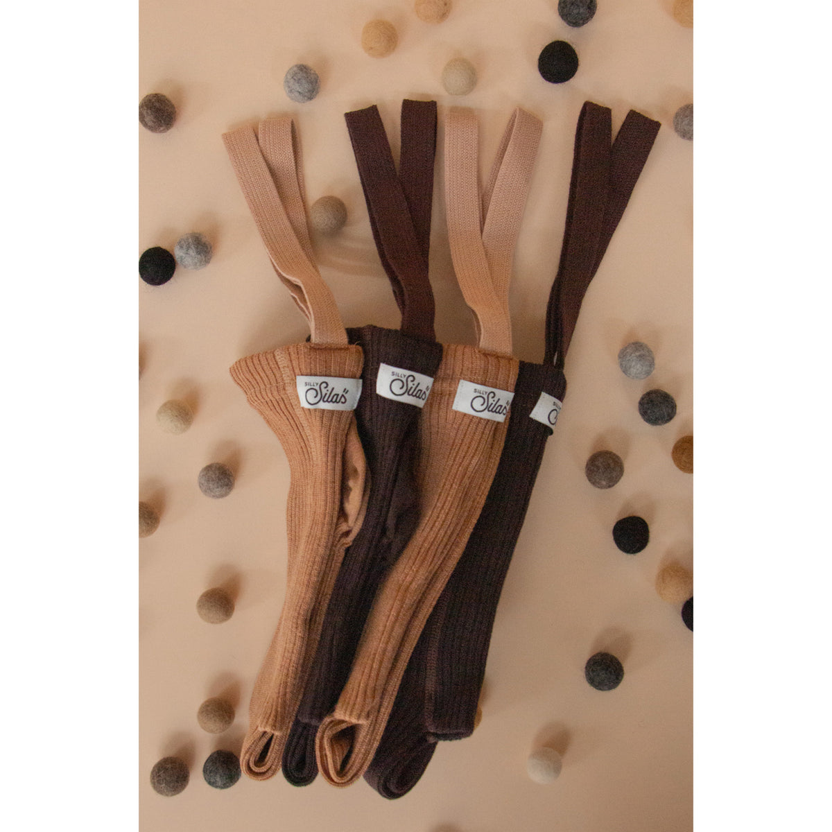 Silly Silas Wooly Footed Tights With Braces Espresso Brown