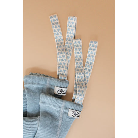 Silly Silas Footless Cotton Tights With Braces Misty Blue Patterned