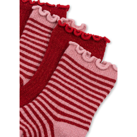 Konges Sløjd Red Stripe 2 Pack Glitter Socks