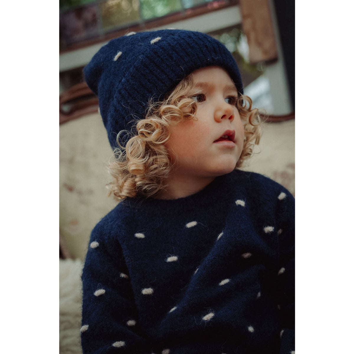 Fliink Insignia Blue / Sandshell Star Alpaca Polka Pullover