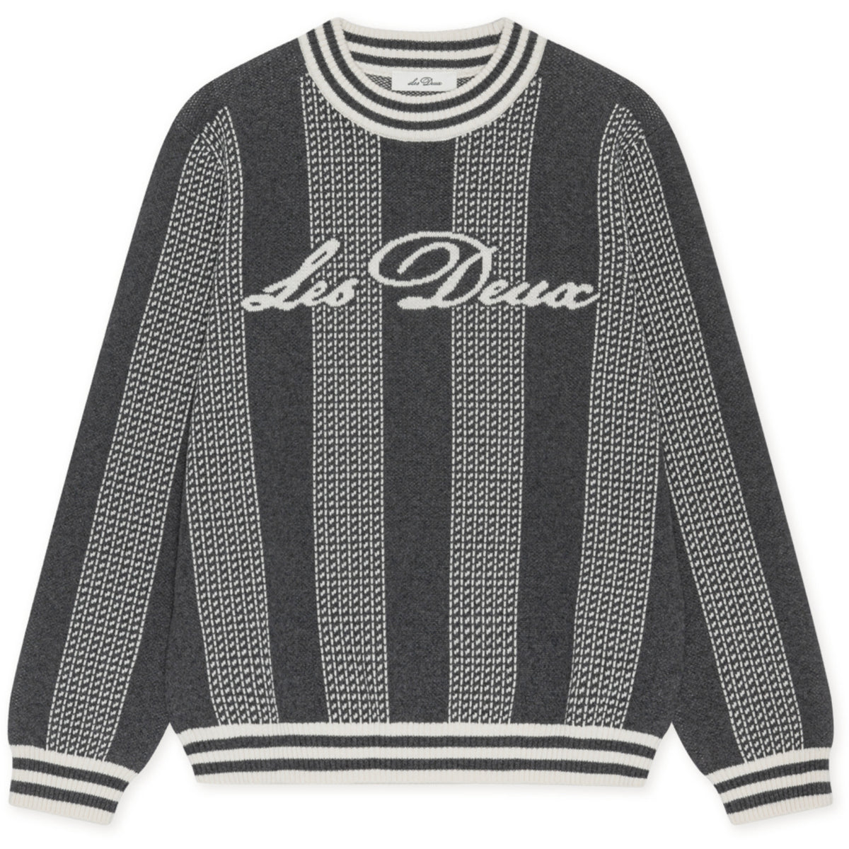 Les Deux Kids Charcoal Melange Striped Signature Knit KIDS