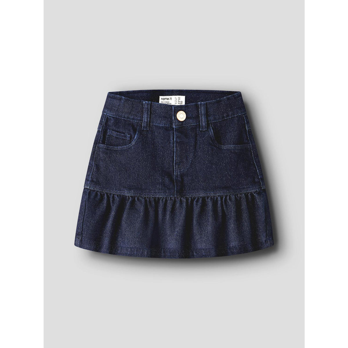 Name It Dark Blue Denim Nmfliv Dnm Glitter Skirt 1208-Lu
