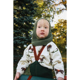 Silly Silas Cotton Tights With Braces Dark Forest Green Christmas Patterned