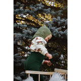 Silly Silas Cotton Tights With Braces Dark Forest Green Christmas Patterned