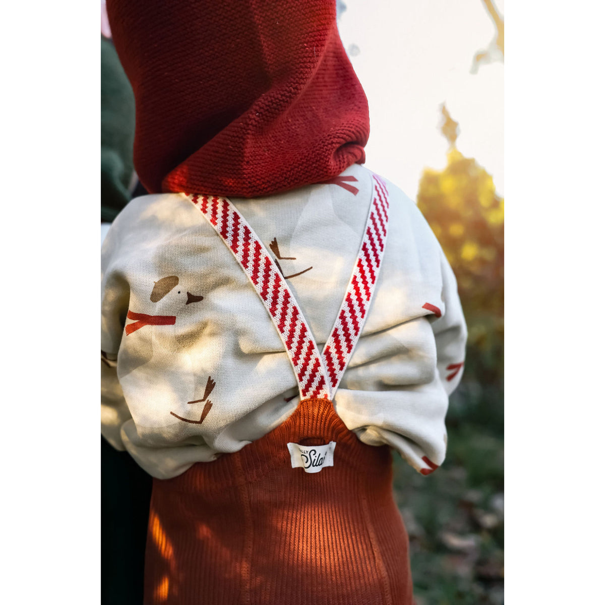 Silly Silas Footless Cotton Tights With Braces Cinnamon Christmas Patterned
