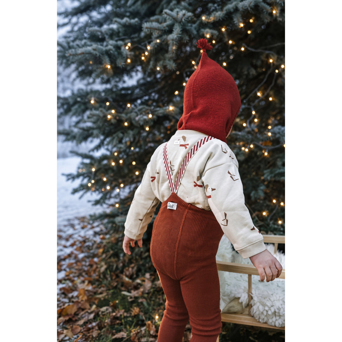Silly Silas Cotton Tights With Braces Cinnamon Christmas Patterned