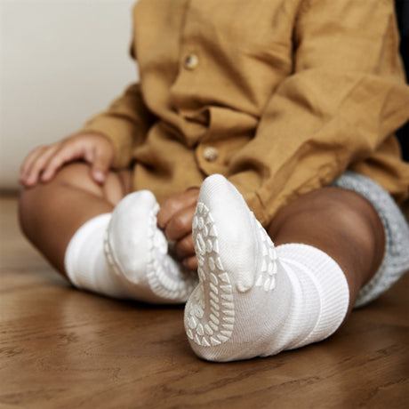 Gobabygo Off White Non Slip Socks Organic Cotton