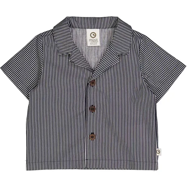 Müsli Balsam Cream/Night Blue Poplin Stripe Shirt