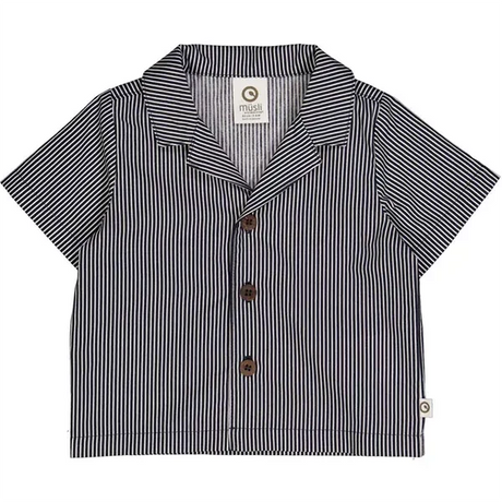 Müsli Balsam Cream/Night Blue Poplin Stripe Shirt