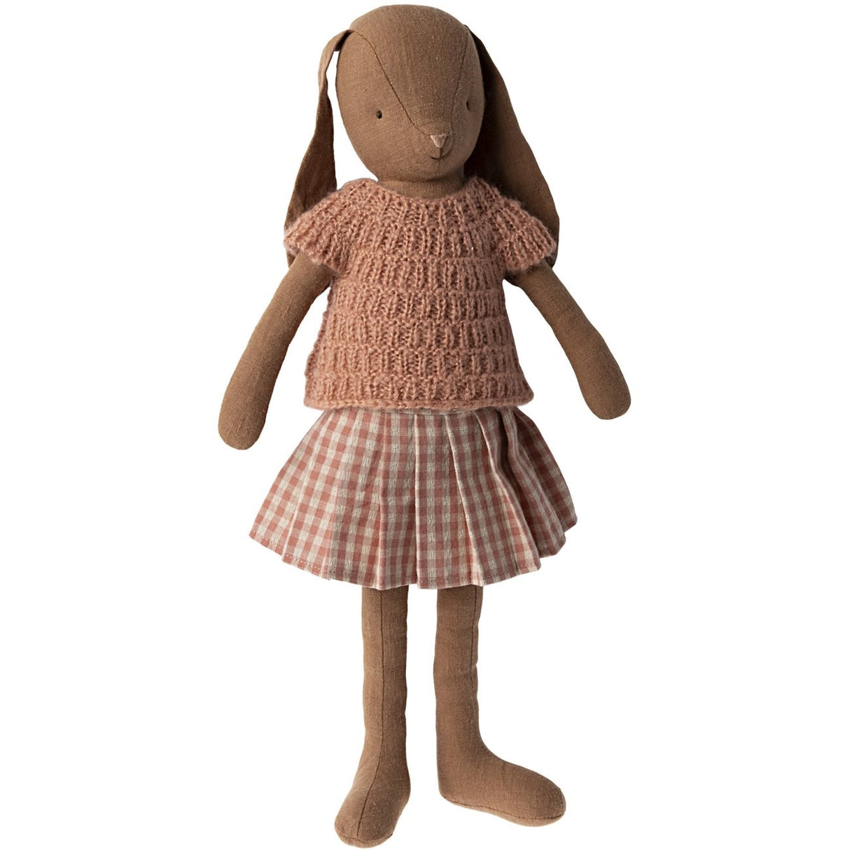 Maileg Rabbit Size 3, Brown, Knitted Blouse and Skirt