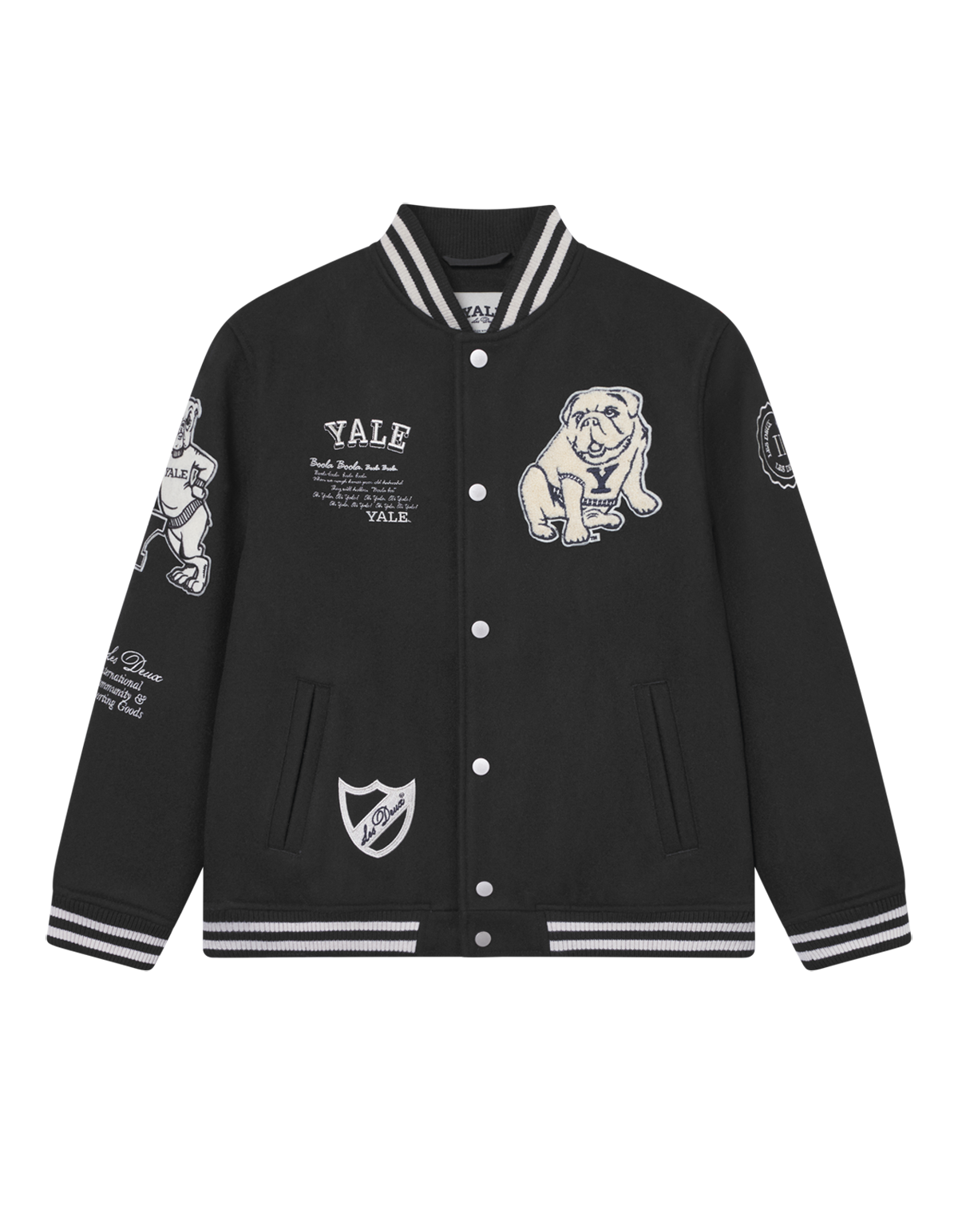 Les Deux Kids Black/Black Yale Wool Varsity Jacket KIDS