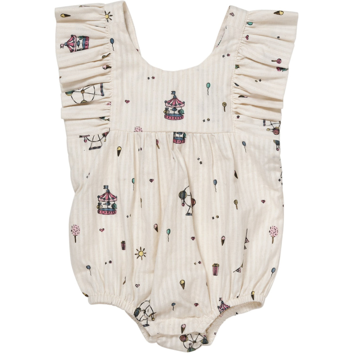 Copenhagen Colors Cream Tivoli Print Printed Romper W. Suspencers