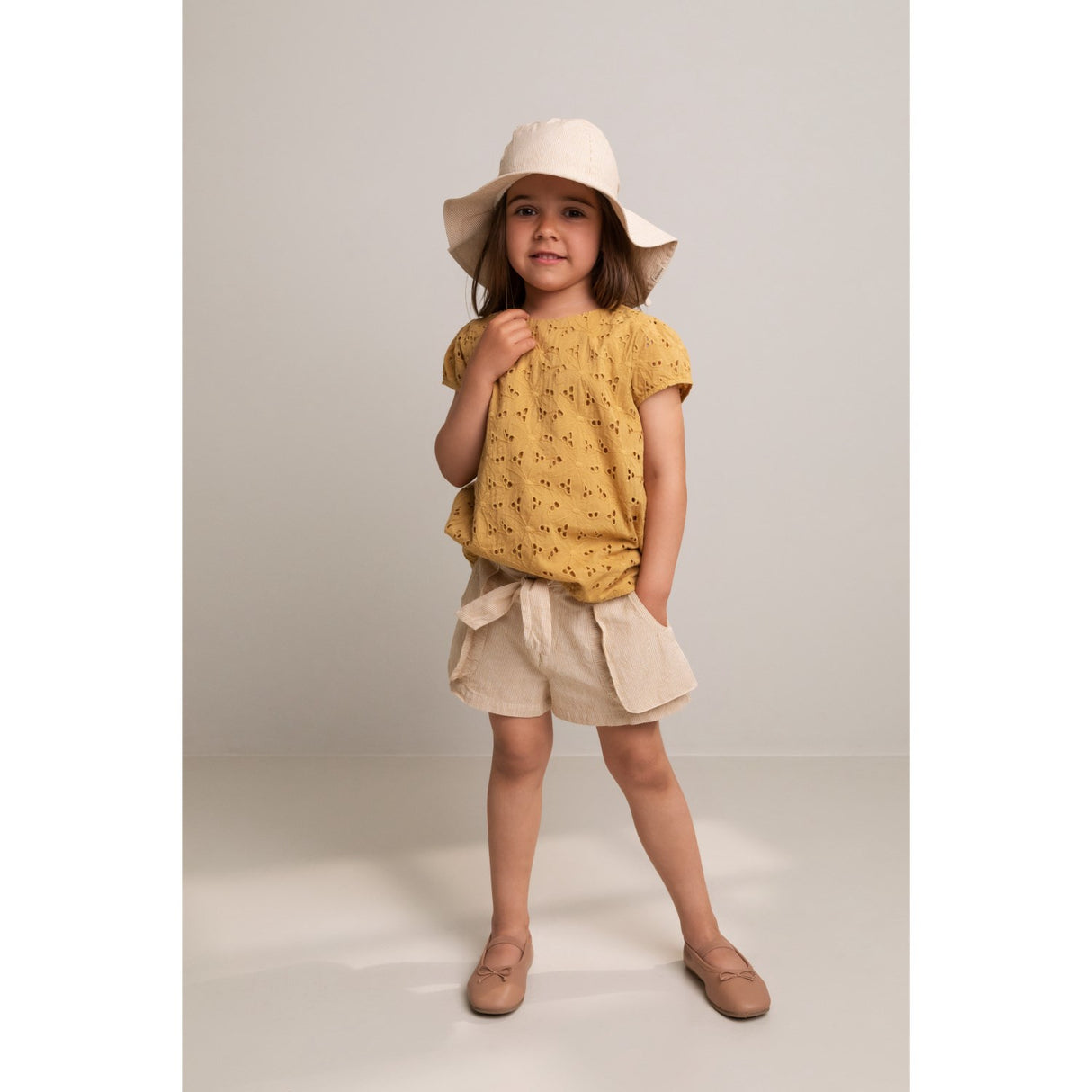 MarMar Fine Cotton Dijon Stripe Alba Long Sun Hat 3