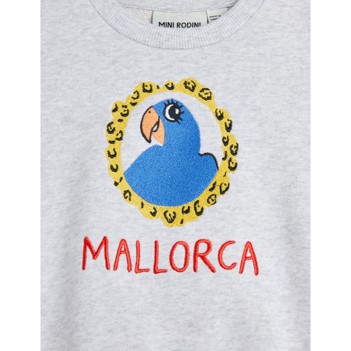 Mini Rodini Grey melange Parrot Embroidery Sweatshirt 3