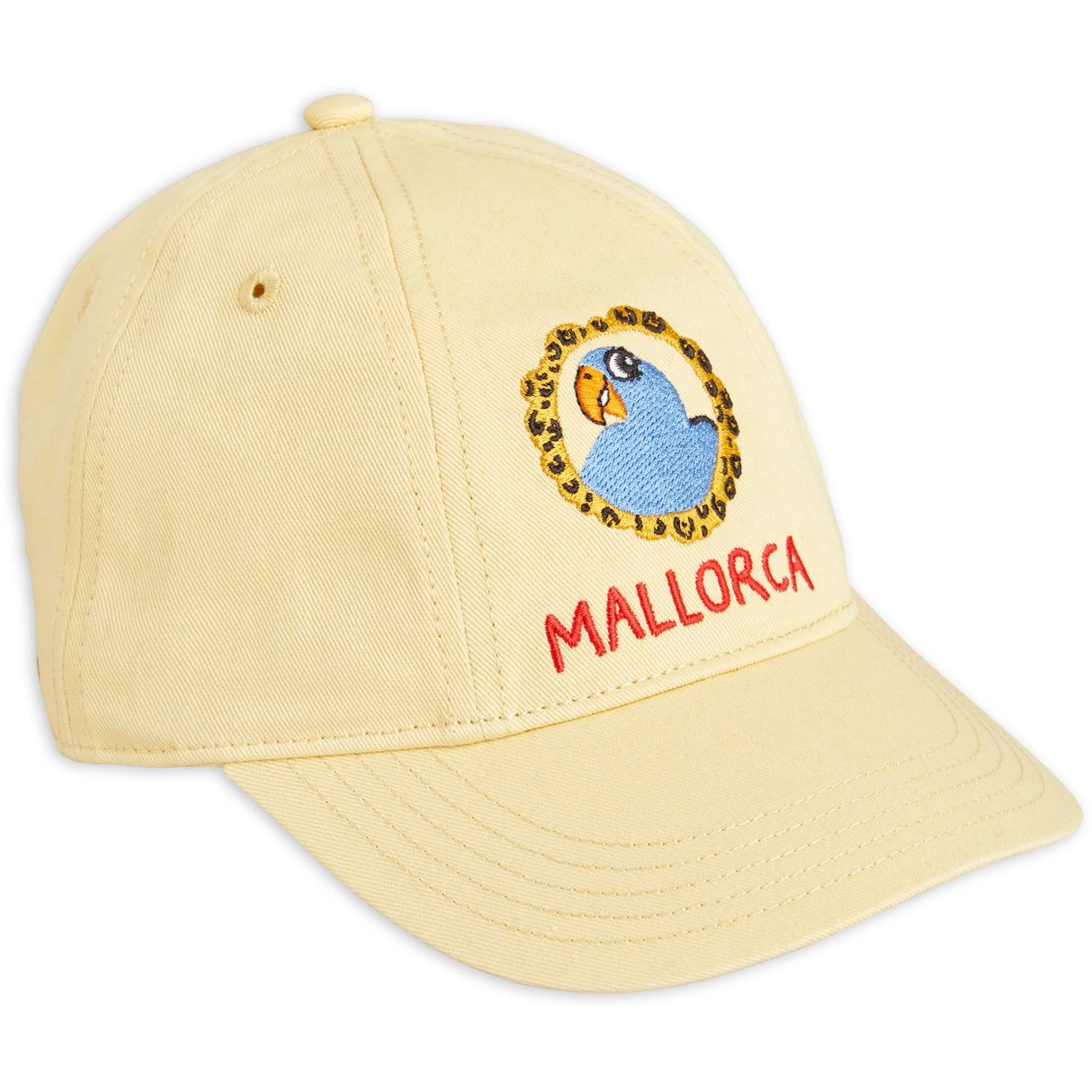 Mini Rodini Yellow Parrot Embroidery Soft Cap