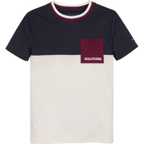 Tommy Hilfiger Ancient White Colorblock Embroidered Tee Ss