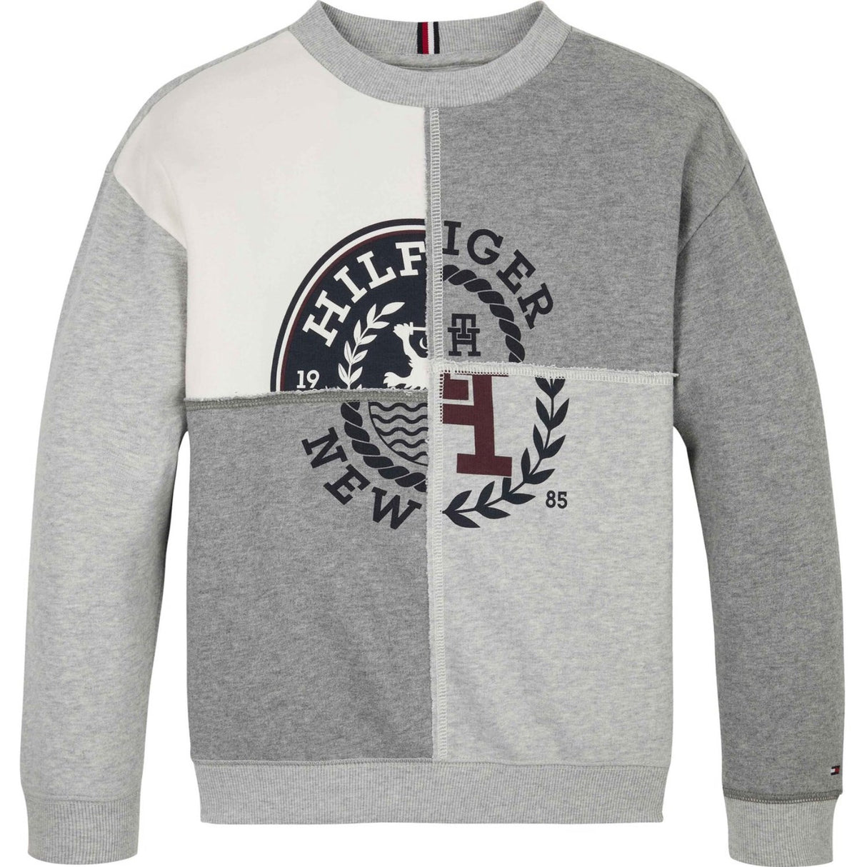 Tommy Hilfiger Grey Heather Mix Monotype Spliced Printed Cn Crewneck