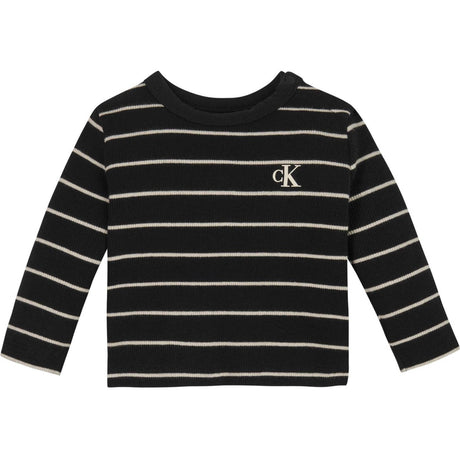 Calvin Klein Ck Black/ Whitecap Gray Stripe Rib Stripe Blouse