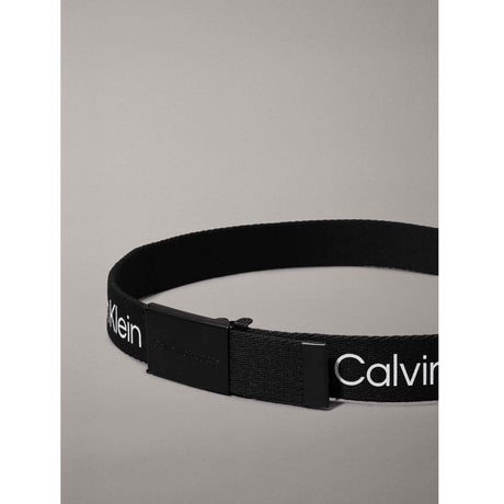 Calvin Klein Ck Black Canvas LAndo Metallic Buckle Belt