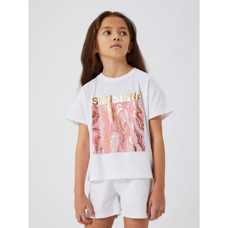 Name It Bright White Pink Nectar Javase Loose Short T-Shirt 2