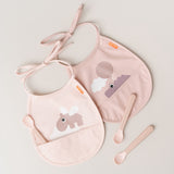 DonebyDeer Mini Bib w/Pocket 2 pcs. Happy Clouds Powder