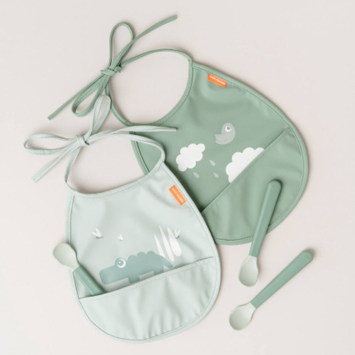 DonebyDeer Mini Bib w/Pocket 2 pcs Croco Green