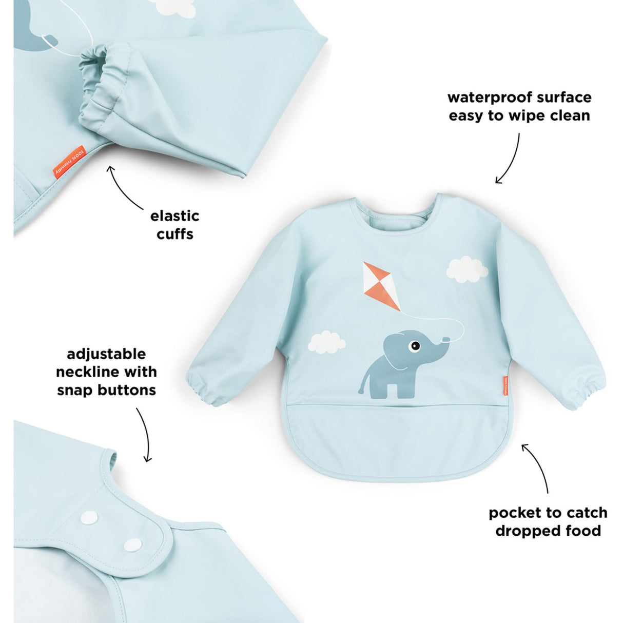 DonebyDeer Bib w/Sleeves & Pocket Playground Blue