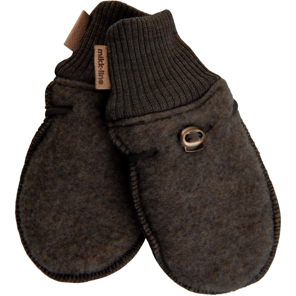 Mikk-Line Dark Brown Melange Wool Mittens