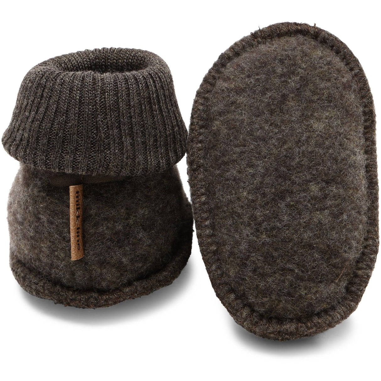 Mikk-Line Dark Brown Melange Wool Footies