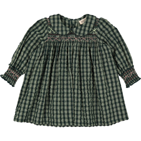 MarMar Seersucker Gingham Dark Leaf Check Dabina B Dress