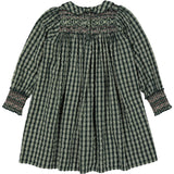 MarMar Seersucker Gingham Dark Leaf Check Dabina Dress