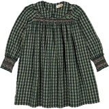 MarMar Seersucker Gingham Dark Leaf Check Dabina Dress