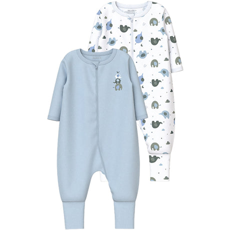 Name It undefined Blue Nightsuit 2-pack Zip Elephant Noos