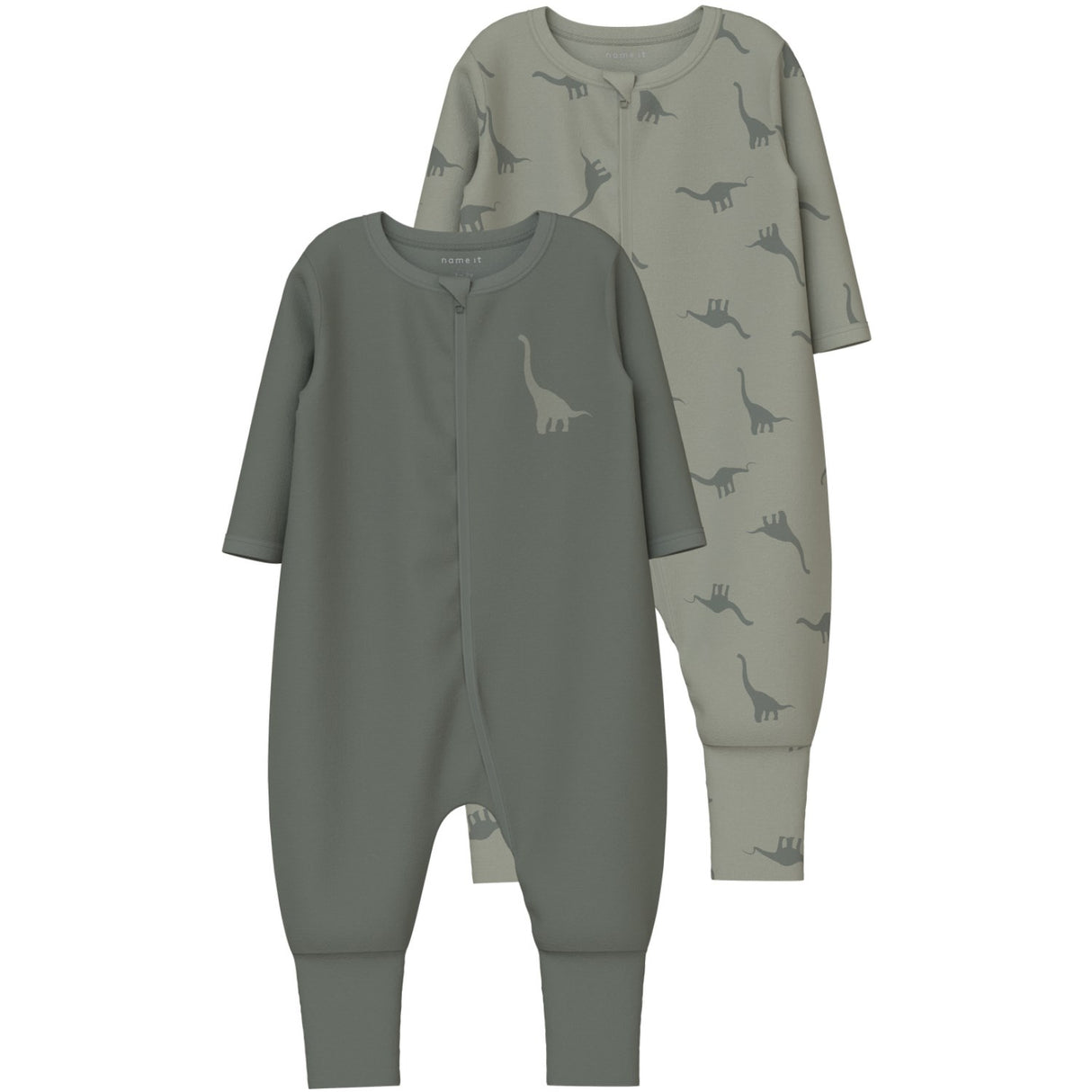 Name It Agave Green Nightsuit 2-pack Zip Green Dino Noos